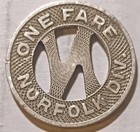 Norfolk  Virginia - Virginia Railway   Pwr  Co  One Fare Transit Token Va 580 E