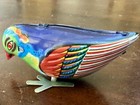 Vtg Tin Blue Bird Wind-up Toy Original Box China Works W key