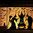 Halloween Decorations Window Clings Decor  Extra Large 3 Witches With Black 4 Sh