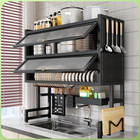 2 Tier Dish Drying Rack Utensil Storage Cabinet Kitchen Over The Sink 33 46in