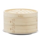 New Miu 10  2-tier Bamboo Steamer Basket 10  With Stainless Steel Ring Adapter