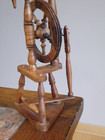 Vintage Miniature Handmade Wooden Spinning Wheel 11-1 2  Tall Works Free Ship