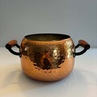 Vintage Hammered Copper Pot Wrought Iron Wood Handles Rustic Country Kitchen