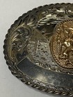 Rare Vintage Western Silversmiths Sterling Silver 10k Gold Rodeo Cowboy Buckle