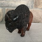 Vintage Furry Bison Figurine Plastic Fuzzy Buffalo Western Decor Toy
