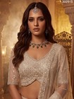 Luxury Net Lehenga Choli Crystal Work Sequins Bridal Wedding Party Wear Dupatta