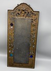 Antique Copper Wash Art Nouveau Cherub Cast Iron Wall Mirror Vanity Rare Jeweled