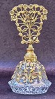 Elegant Matson Ormulo Gold Filigree Flowers Glass Perfume Bottle   Stopper 6 25 