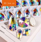 High-grade Glass K9 Sew On Crystal Ab Rhinestones Flatback Stone Size Sele