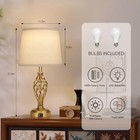 Touch Table Lamps Set Of 2  Gold Nightstand Lamp With Usb Ports Bedside 3 Way