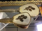 Vintage Brass Mirror And Rose Vanity Set
