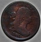 1804 Draped Bust Half Cent - Crosslet 4 stems - Us 1 2c Copper Coin