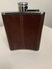 Vintage Polo Ralph Laurent Brown Leather And Stainless Steel 6 Onz Flask 