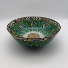 Antique 19th C  Bok Choy Chinese Cabbage Butterfly Plates   Bowl Green Chips