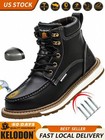 Xjwc Kelodon Waterproof Steel Toe Boots For Men-6 Inch Leather