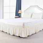 Brushed Polyester Bed Skirt Wrap Around Three Fabric Sides Elastic Dust Ruffl   