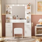 Makeup Vanity Desk With Led Mirror Lights  Vanity Table With Charging Station