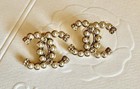Chanel Gold Classic Cc Pearl Earrings
