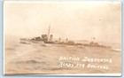 Wwi British Royal Navy Destroyer At Sea Real Photo Postcard Rppc 