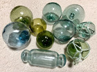 Japanese Hand-blown Glass Fishing Floats - Set 10  Rare Marks  2 -3 5   Various