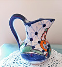 Mexican Folk Art  Talavera Small Pitcher Hand Painted Ceramic 5 5  Tall