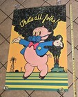Original Vtg 1971 Porky Pig  that s All Folks   Black Light Poster Gemini Rising