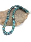 Turquoise Heishi 10mm Bead Southwestern Sterling Silver Necklace 20  1152
