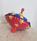 Vintage Tin Top Push-down Spinning Toy  7 Inches
