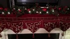 Vtg Rare   Velvet Red Gold Tassel Tapestry W  5 Pockets Fireplace Scarf 86   
