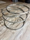 Vintage Chrome 3-tier Swivel Coffee Table Base     Mcm Style
