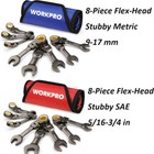 Workpro 8pc Flex-head Stubby Ratcheting Combination Wrench Set Sae metric Wrench