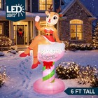 6 Ft Christmas Inflatable Reindeer Lady In Cocktail Glass Blow Up Led Yard Decor