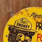 Vintage Smokey The Bear Shell U s Forest Fire Prevention Porcelain Sign 6 