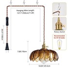 Plug In Pendant Light Glass Swag Lamp Hanging Lamp 177in Cord With On Off Switch
