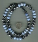 African Trade Beads Vintage Antique Czech Glass Beads Blue Vaseline Eye Skunk