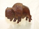 Carved Wood Buffalo Bison Figurine 3  Long Miniature Vintage Ironwood Souvenir