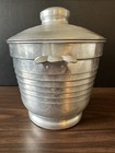 Vintage Mcm Nasco Metal Ice Bucket W  Lid Made In Italy Aluminum 8 5 