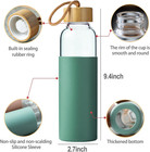 21oz Glass Water Bottle With Silicone Sleeve   Bamboo Lid  Bpa Free Reusable Wat