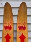 Vintage Wooden Waterskis Water Skis Sea King Deluxe El Dorado  Measures 69 