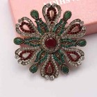 Vintage-inspired Floral Brooch Pin - Exquisite Elegant Design Green   Red