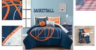 Kids Basketball Theme Reversible Quilt Set- Soft 5 Piece Bedding For Full queen