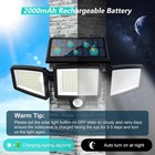 3 Head 500000lm Led Solar Lights Outdoor Waterproof Motion Sensor Security Lamp