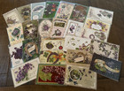 Nice lot Of 25 greetings Postcards With Purple Violets Flowers in Sleeves c208