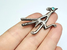 Vintage Navajo Native American Sterling Silver Turquoise Roadrunner Pin Brooch