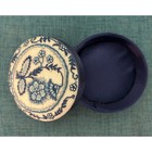 Vintage Fetco Needle Work Fabric Trinket Box Blue Cream Floral Mother s Day Ec