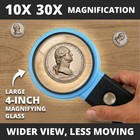 Visionaid 30x 10x Magnifying Glass With Led Lights Hands-free Stand Magnifier