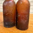 Pair Pre-pro Schlitz Brewing Company Milwaukee Vintage Amber Beer Bottle Wis - G
