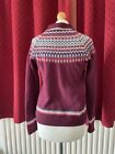 Baukjen Burgundy Wool Fair Isle Jumper U k  10