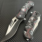 8 5   skull Tactical Spring Assisted Open Blade Folding Pocket Knife Hunting Knife