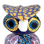 Mexican Folk Art Hand Painted Wood Carving Owl Oaxacan Alebrije Signed Gutierrez